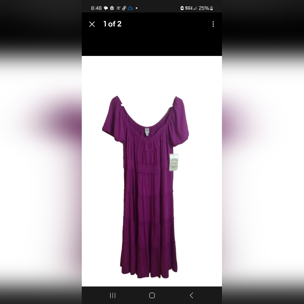 Nwt Sargria Midi Purple Dress W/ Puff Sleeves For Women Sz L